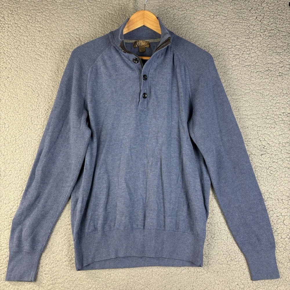 Pronto Uomo Blue Men's Sweater Size L Henley Collar Buttons Long Sleeves Blend